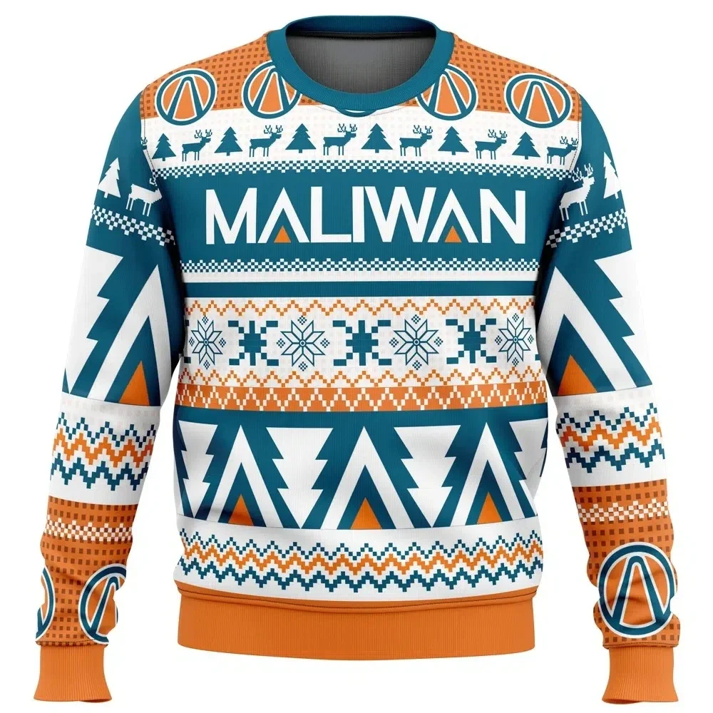 

Maliwan Рождественские бордерленды мужской пуловер с круглым вырезом уличная повседневная свободная посадка дышащая удобная осень-зима