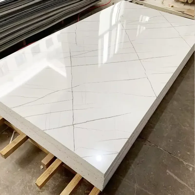 High Glossy PVC Plastic UV Marble Sheet 1220*2900mm Artificial White Marble Slab Alternative Wall Panel Board 7.10