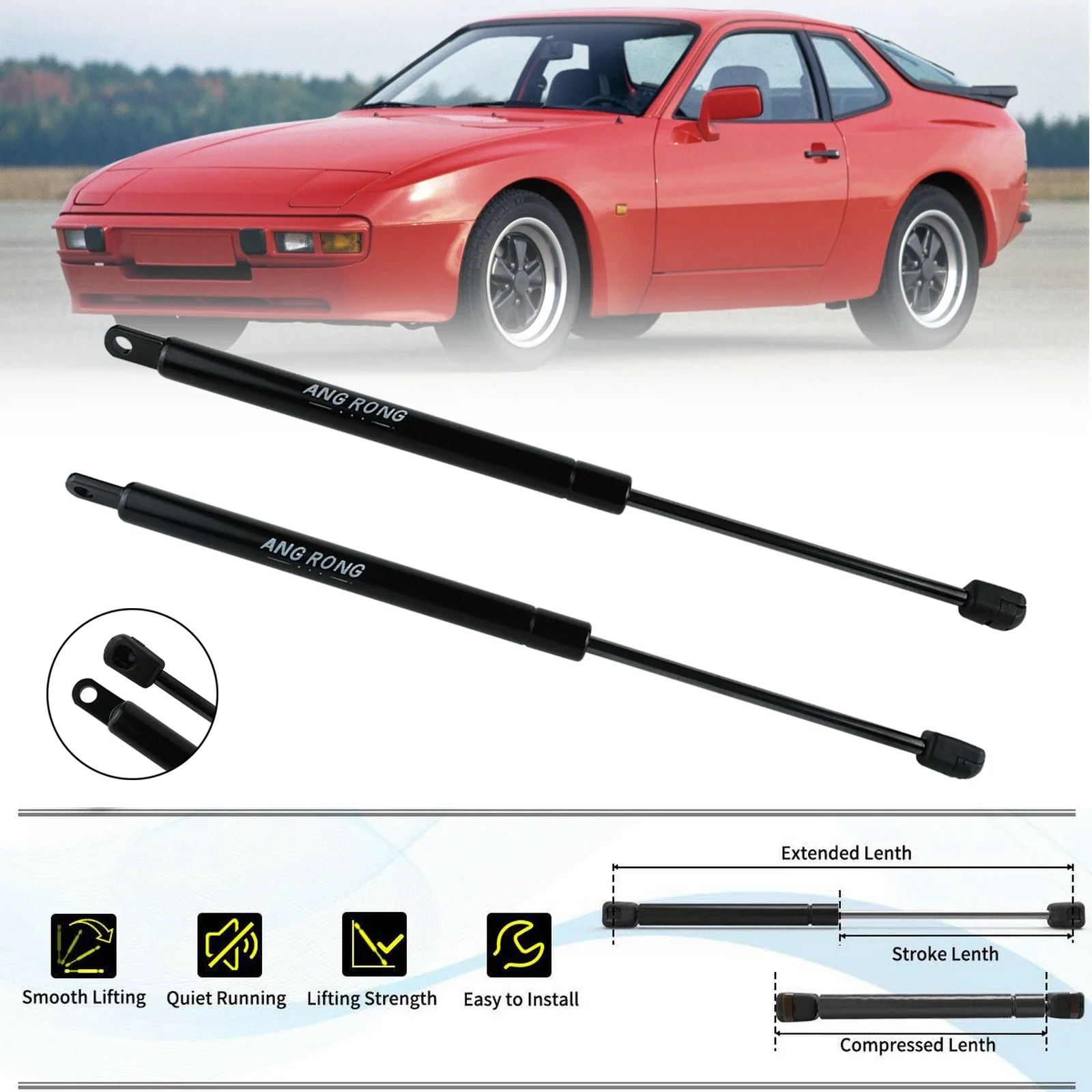 Rozpórki gazowe przedniej maski silnika 94451135101   Dla Porsche 924 1975-1988 944 1981-1991