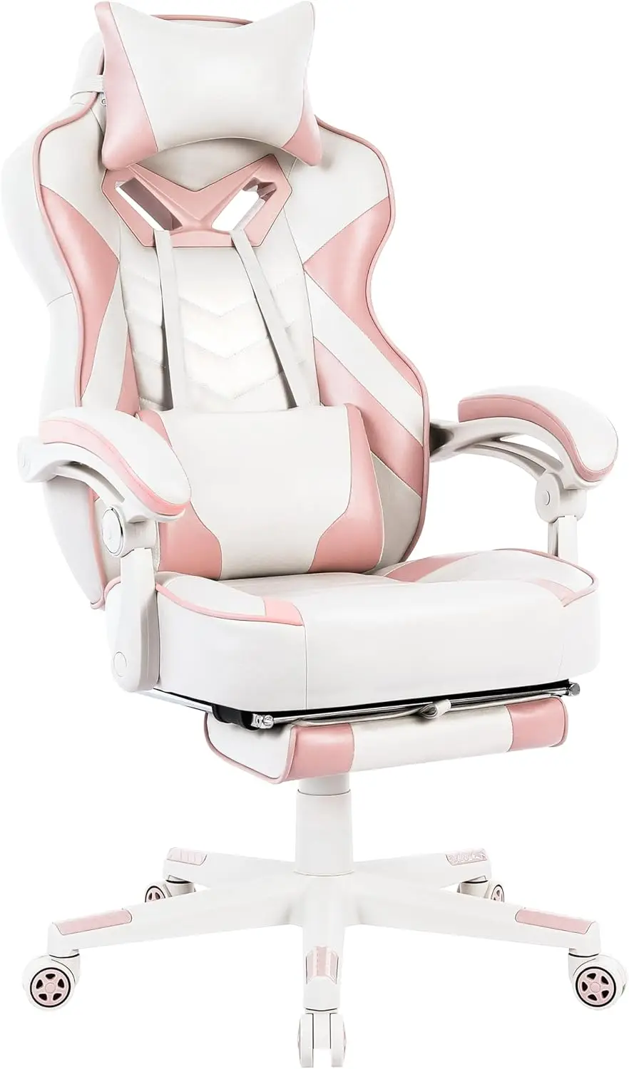 

Pink Gaming Chair for Adults,Girls Computer Chair with High Back,Big and Tall Gaming Chairs with Footrest and Massage,Reclining