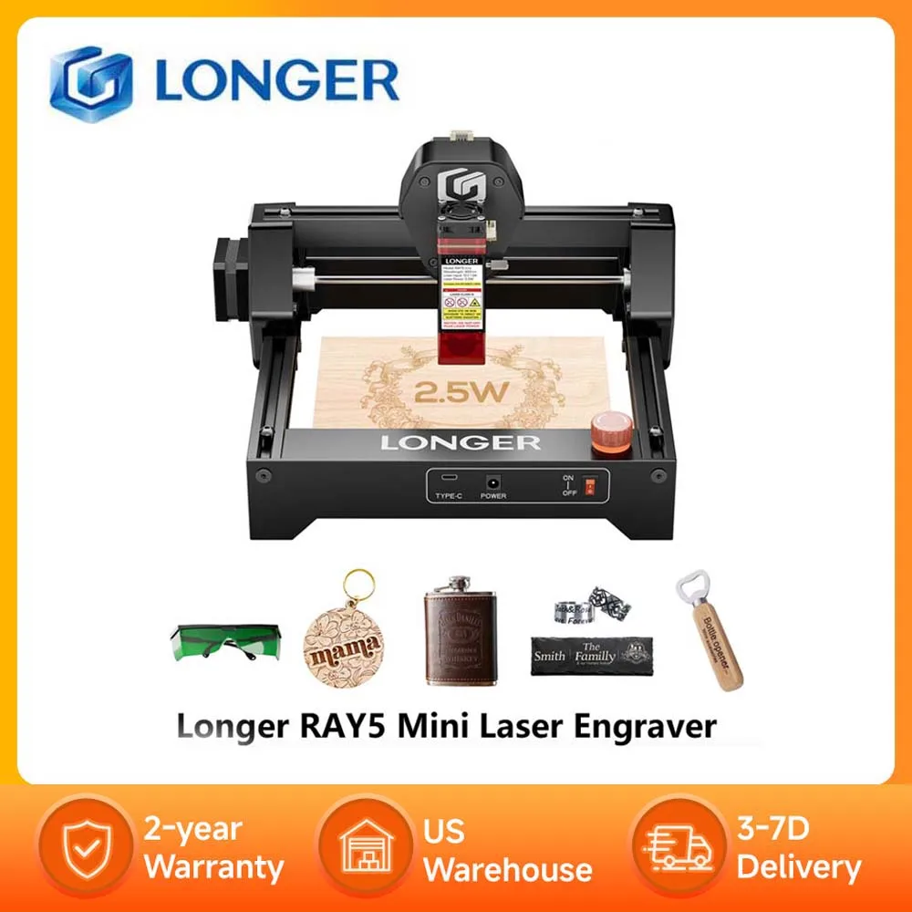 LONGER RAY5 Mini 2.5W / 3.5W Laser Engraver 0.04mm Laser Spot Touch Screen Engraving Cutting Machine Working Area 130*140mm WIF