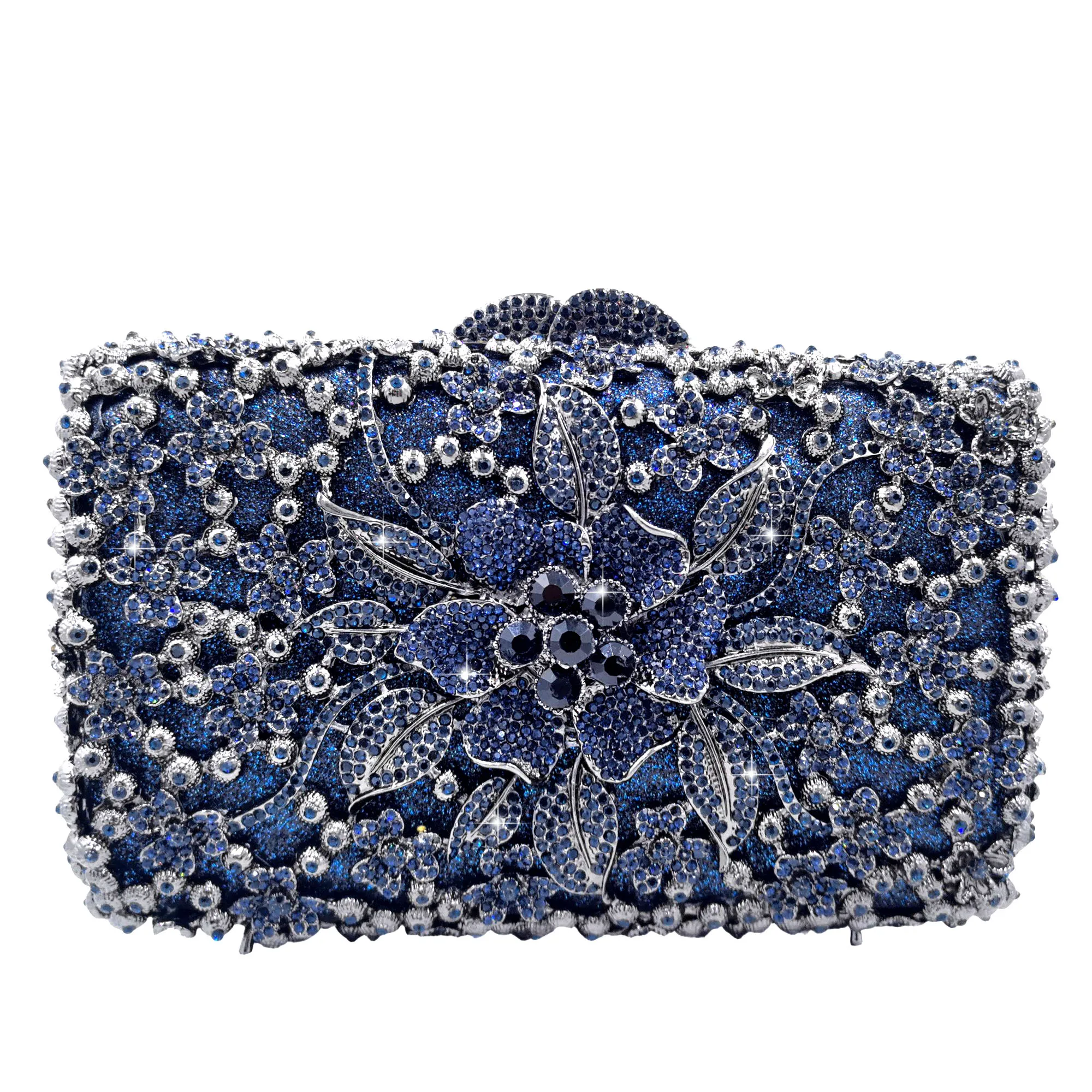 Boutique de FGG Fuchsia Strass-Clutch-Taschen für Damen, formelle Kristall-Clutch-Tasche für Hochzeiten, Abendhandtaschen aus Metall – Detail 13