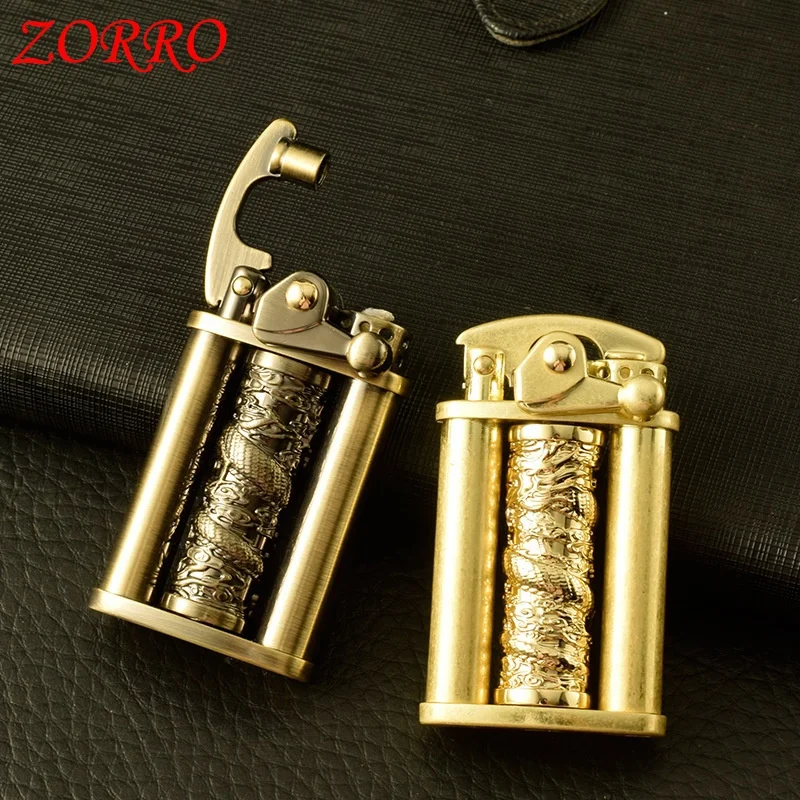 Zorro Grinding Wheel Retro Kerosene Lighter Panlong Column Swing Arm Creative Personalized Outdoor Windproof Lighter Men's Gift