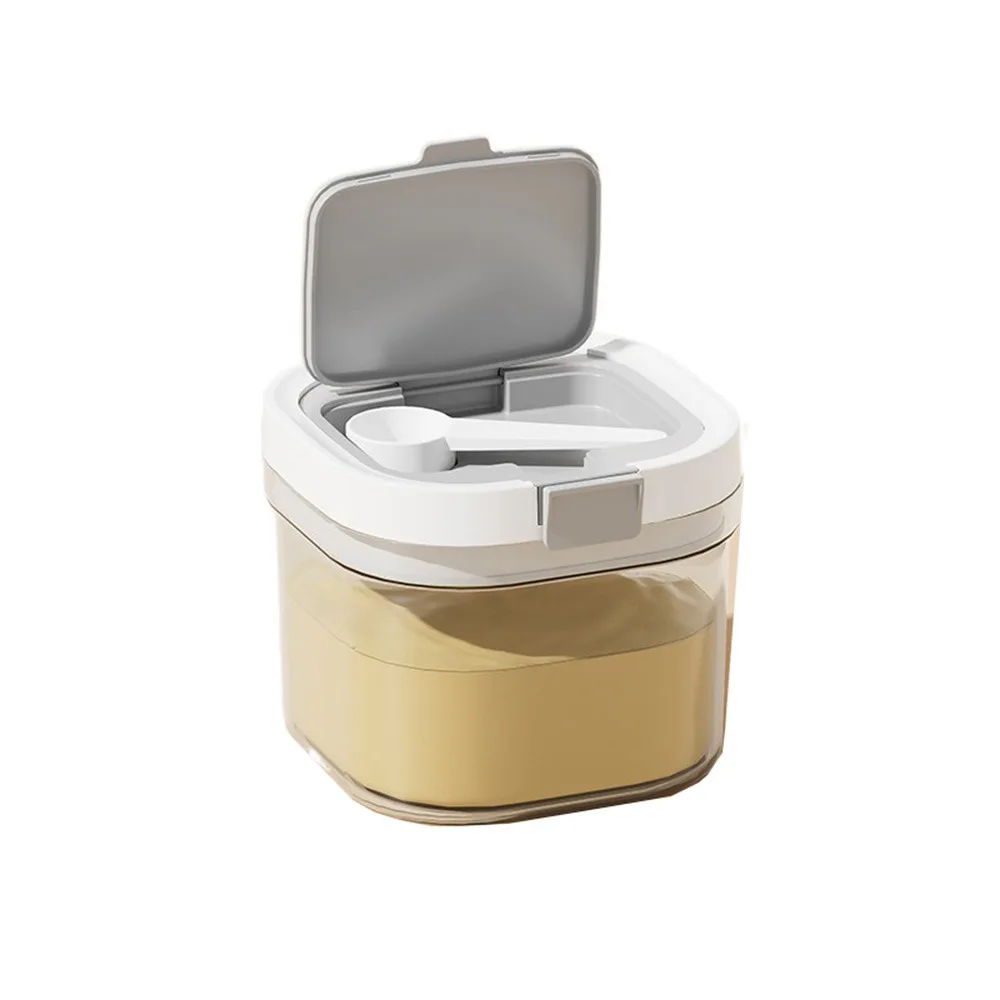 

UV-Resistant Milk Powder Jar Reusable Stackable Food Sealed Box Portable with Scraper Spoon Airtight Container Outdoor