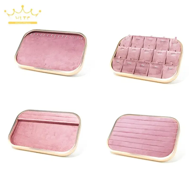 

Розовый бархатный органайзер для ювелирных изделий, поднос для выставки, ожерелье, кулон, кольцо, поднос для дисплея, браслет, держатель для сережек 30*20 см