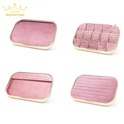 Pink Velvet Jewelry Organizer Tray Exhibition Necklace Pendant Ring Display Tray Bracelet Earring Storage Holder 30*20Cm