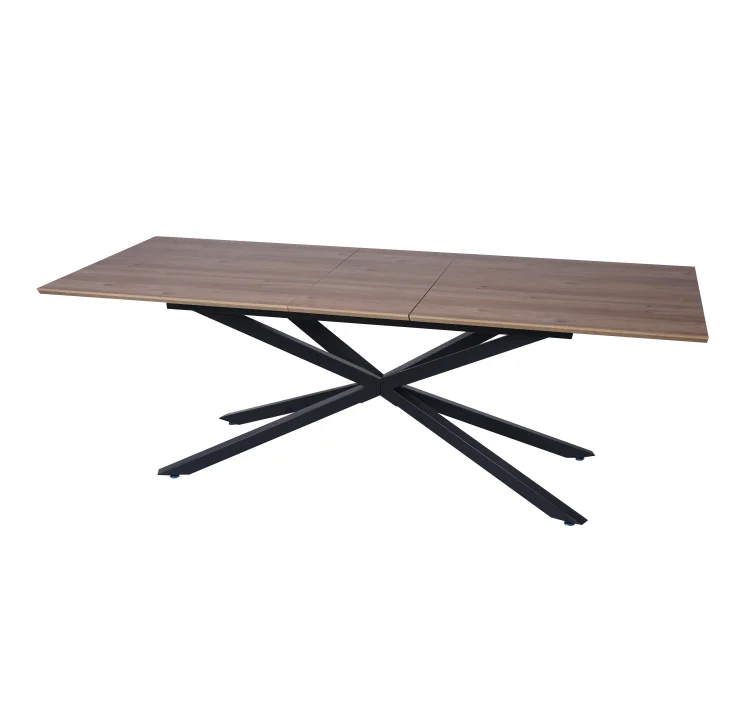Juego de Mesa de Comedor Extensible con Tablero de Melamina y Patas de Metal Negro, Muebles de Comedor para Uso en Hoteles, Precio de Mayoreo