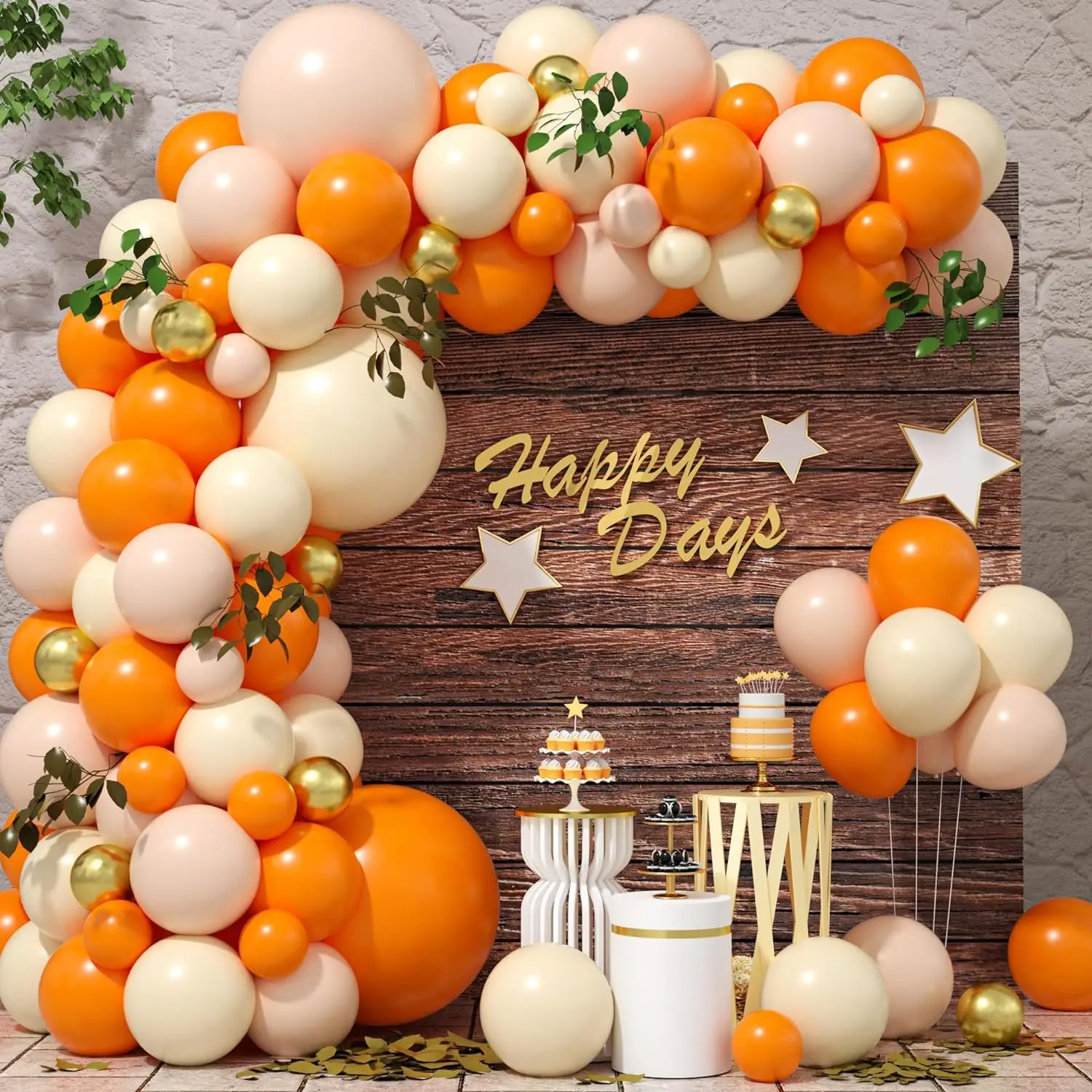 مجموعة بالونات مكونة من 122 قطعة باللونين البرتقالي والأصفر واللاتكس مناسبة لحفلات أعياد الميلاد وحفلات الزفاف وديكور حفلات عيد الحب #1