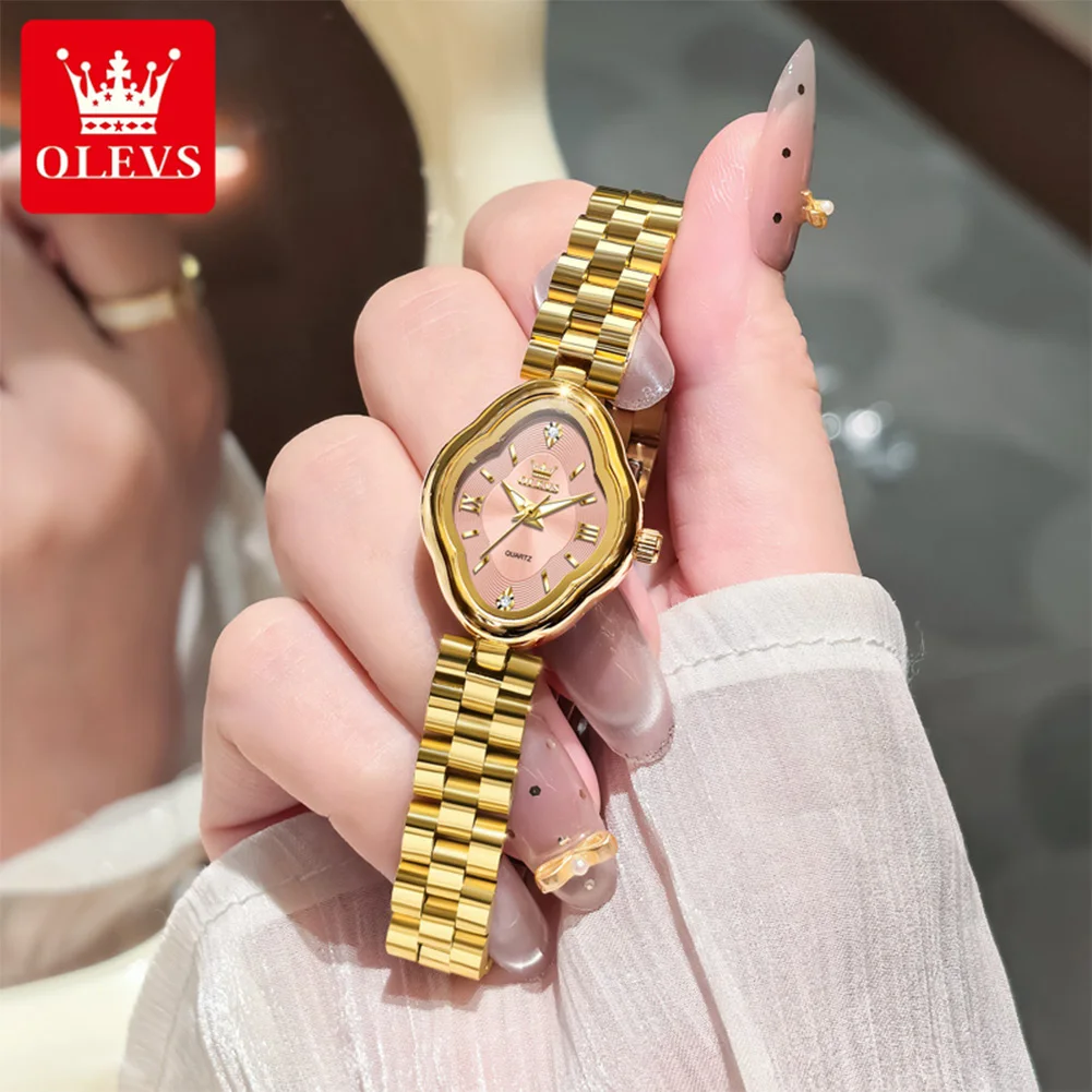 OLEVS 5666 Orologio da donna Originale Elegante Moda Oro Orologio al quarzo in acciaio inossidabile Impermeabile Laides Orologi per donna Nuovo Reloj