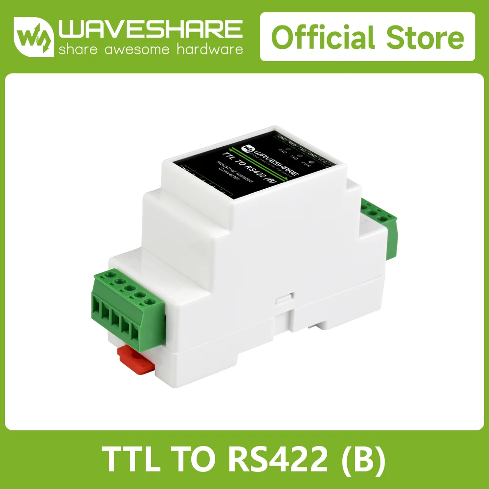 

Waveshare Rail-mount TTL To RS422 Galvanic Isolated Converter Anti-surge Multiple Isolation Protection Industrial rail-mount ABS