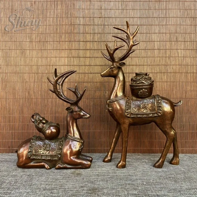 Vintage Fortune-Bringing Deer Desktop Ornament Modern Sitting/Standing Position Reindeer Sculpture Exquisite Cute Elk Figurine