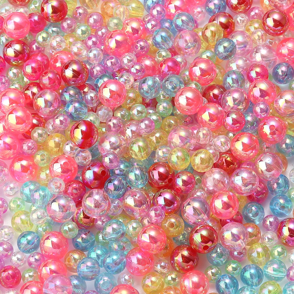 50–300 Stück transparente Milchperlen in AB-Farbe, runde Acrylperlen für die Schmuckherstellung, 6, 8, 10, 12 mm, lose Distanzperlen, DIY-Armband – Detail 11