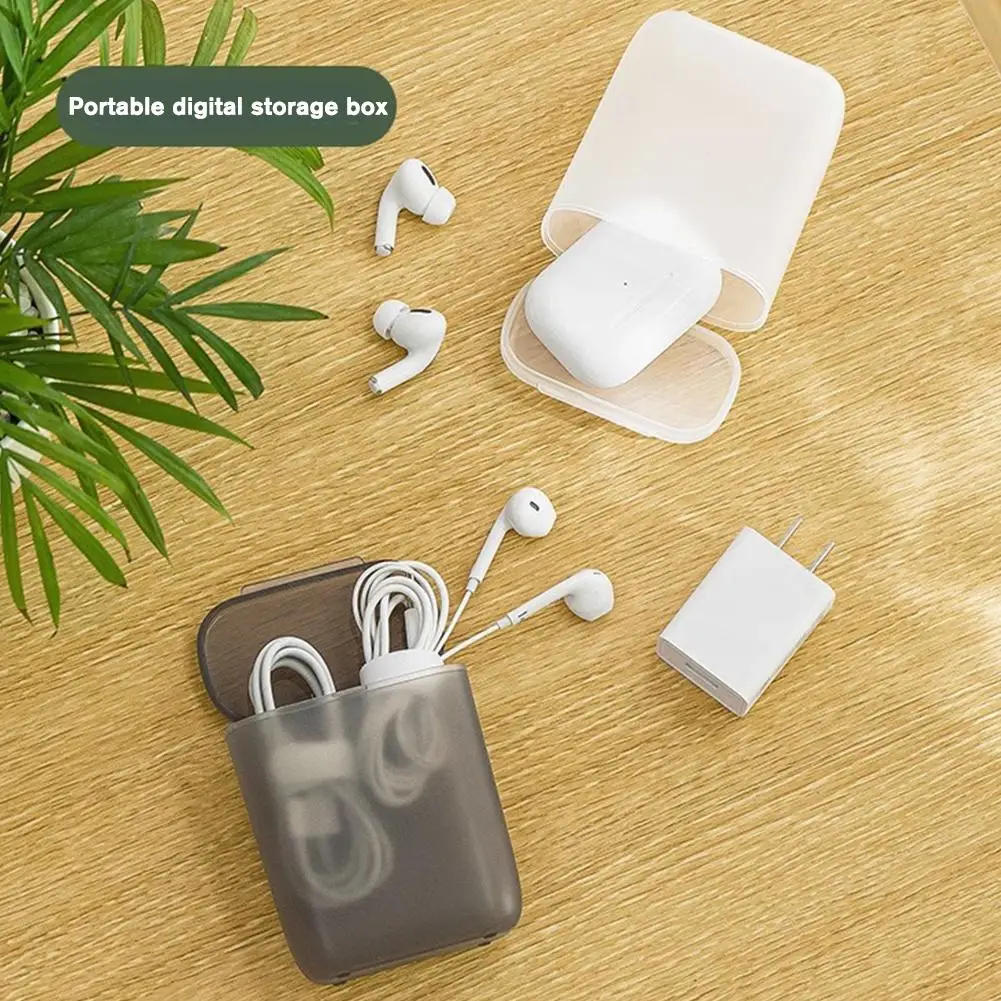 Portable Data Cable Storage Box With Cover Headphone Charger Mobile Phone Travel Transparent Wire Container Box For Office Home
