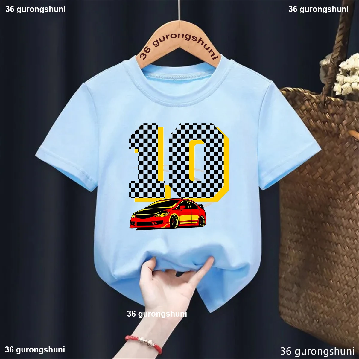 I Am 10 Years Old Racing Car Print T Shirt Boys Harajuku Kawaii Kids Clothes Birthday Gift Tshirt Summer Short Sleeve T-Shirt