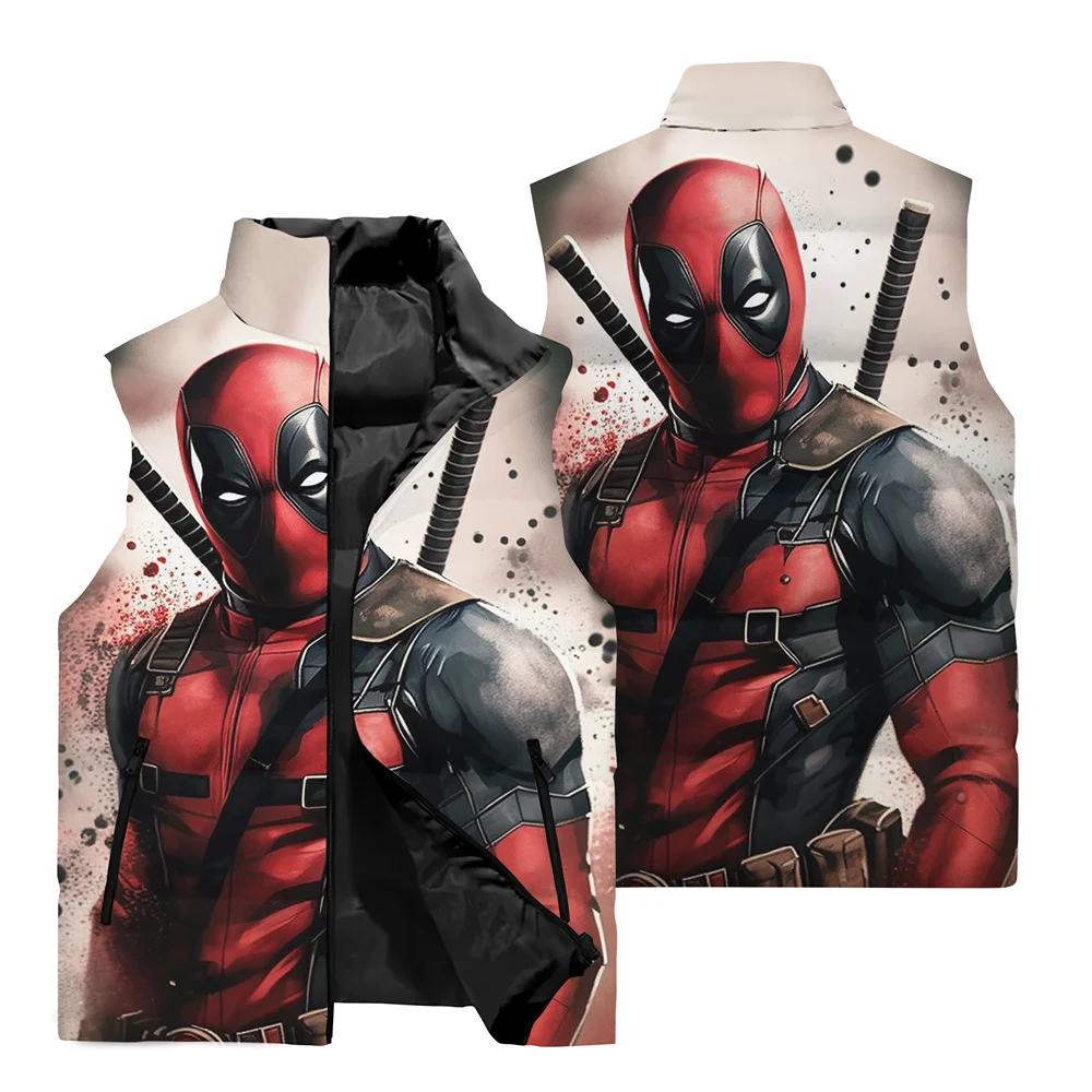 Marvel Super Hero Deadpool 3D Printed Men\'s Windbreaker Jacket Outdoor Cycling Running Jacket Fashion Men\'s Casual Vest Coat