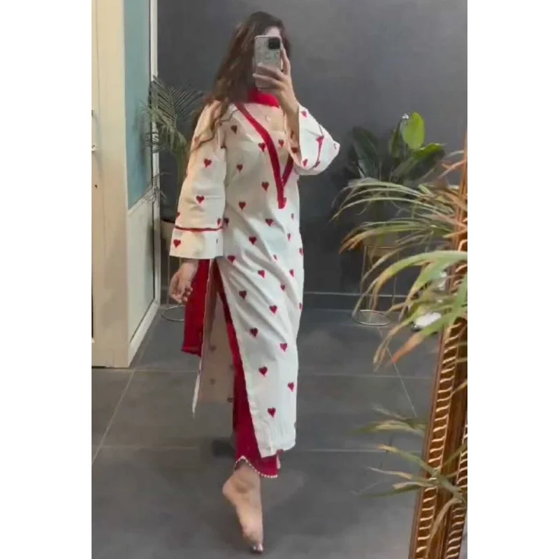 Women Party Wear Kurta Palazzo with Dupatta Set Wedding Kurti Dress Salwar Kamiz