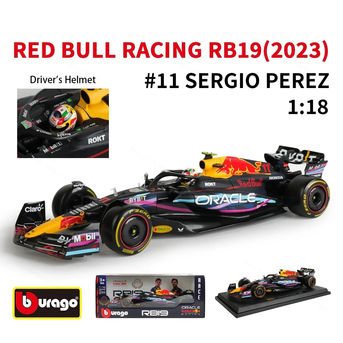 Bburago 1:18 Red Bull RB19 Las Vegas RB19 Miami Legering Miniatuur Diecast Modellen Formule 1 Auto Desktop Speelgoed Verjaardagscadeau