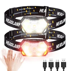 9 LED Strong Light Headlamp USB Rechageable Motion Sensor Headlight Portable Fishing Camping Outdoor Head Lamp Work Flashlight