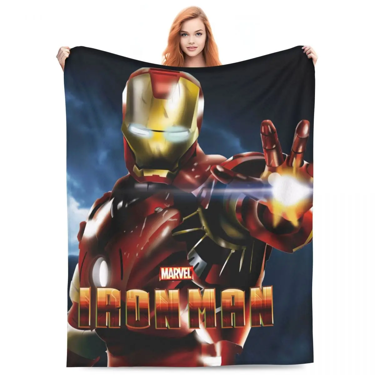 Iron Man Warm Blanket Marvel Hero Camping Plush Throw Blanket Comfortable Couch Bed Flannel Bedspread Sofa Bed Cover