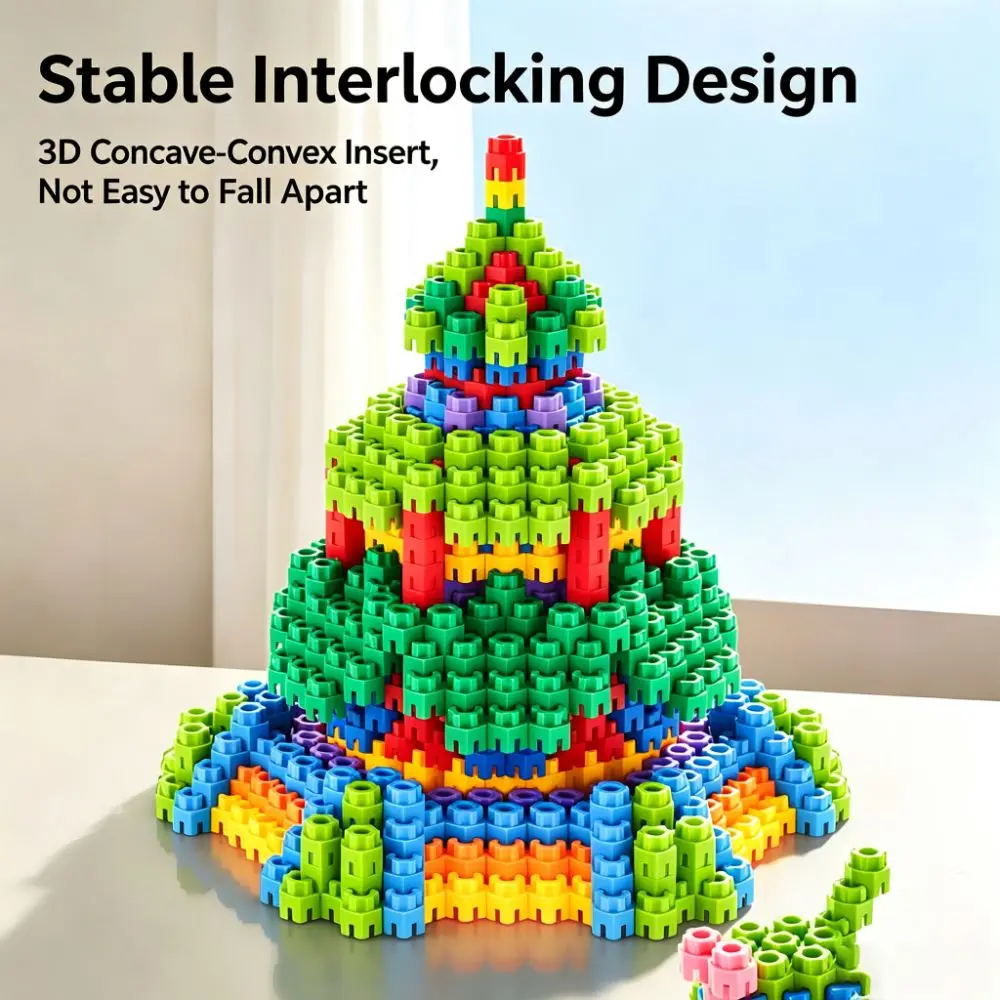 Colorful Hexagon Building Blocks Hexagonal Shape Interlocking Structure Construction Toy Smooth Rounded Edges Reusable