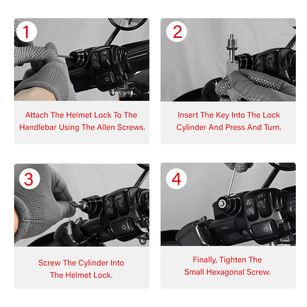 Additional Handlebar Helmet Lock Kit For harley softtail fat boy street bob heritage softail sportster XL883 XL1200