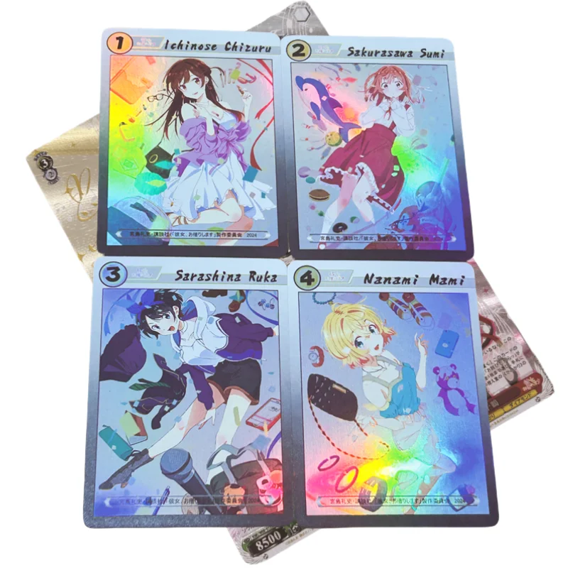 4Pcs/Set Cards ACG Ichinose Chizuru Sarashina Ruka Golden Sign Anime Game Characters Coarse Colorful Flash Cards DIY Toys Gifts