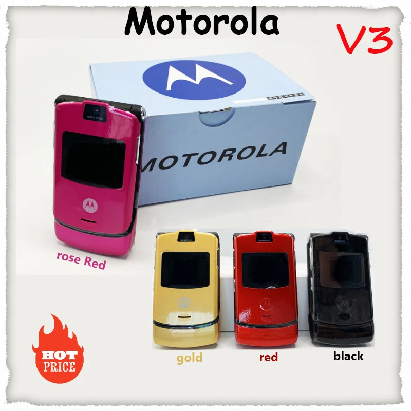 Motorola RAZR V3 - Original Unlocked Flip Bluetooth Phone Dual Display Advanced Fast Call GSM 850/900/1800/1900 High Quality