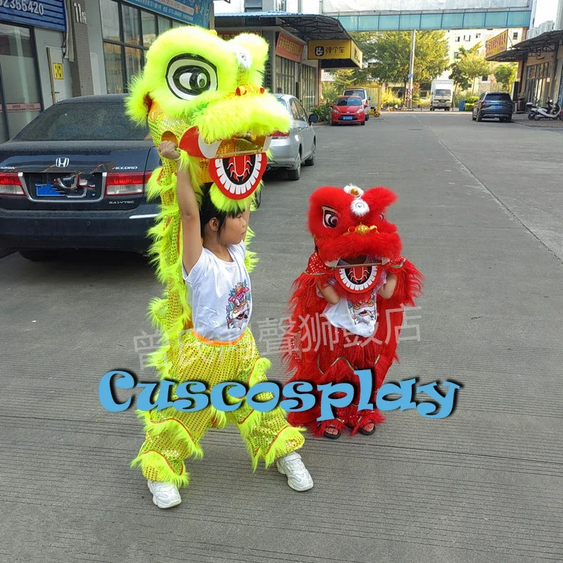 Christmas Premium Blinking Eyes Chinese Traditional Culture Lion Dance Puppet Mascot Costume For Kid Outfit Dress Carnival Fest