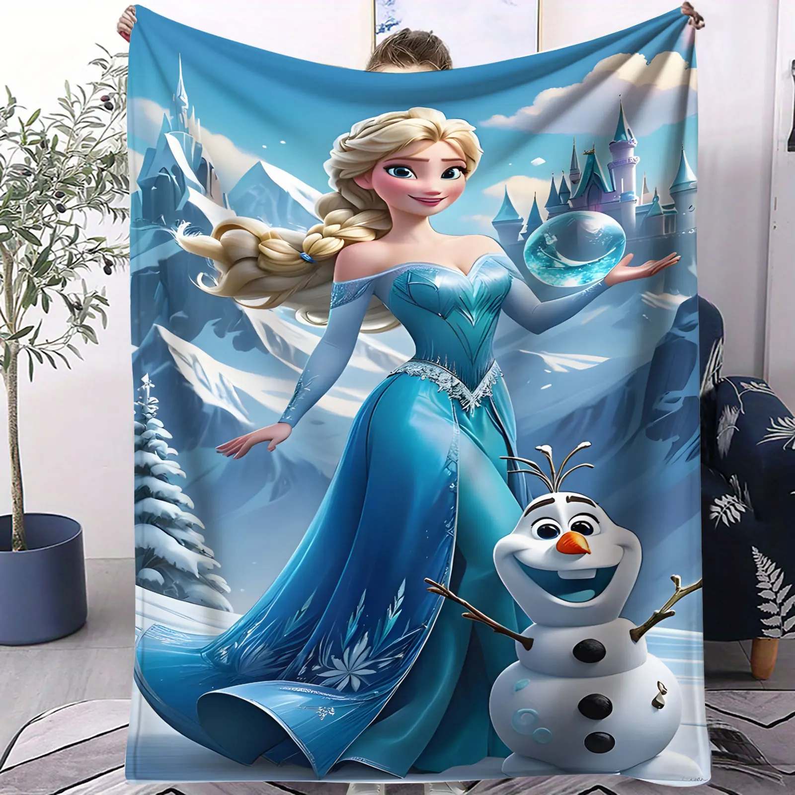 بطانية الفانيلا المجمدة إلسا آنا أولاف الكرتون لينة رمي للأطفال غرفة نوم أريكة التخييم في الهواء الطلق عيد الميلاد هدية عيد ميلاد الاستخدام اليومي #5