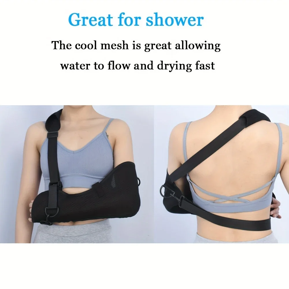 MuqiNush أداة تثبيت الكتف القابلة للتعديل للاستحمام بعد جراحة خلع الكتف مريحة للتنفس #4