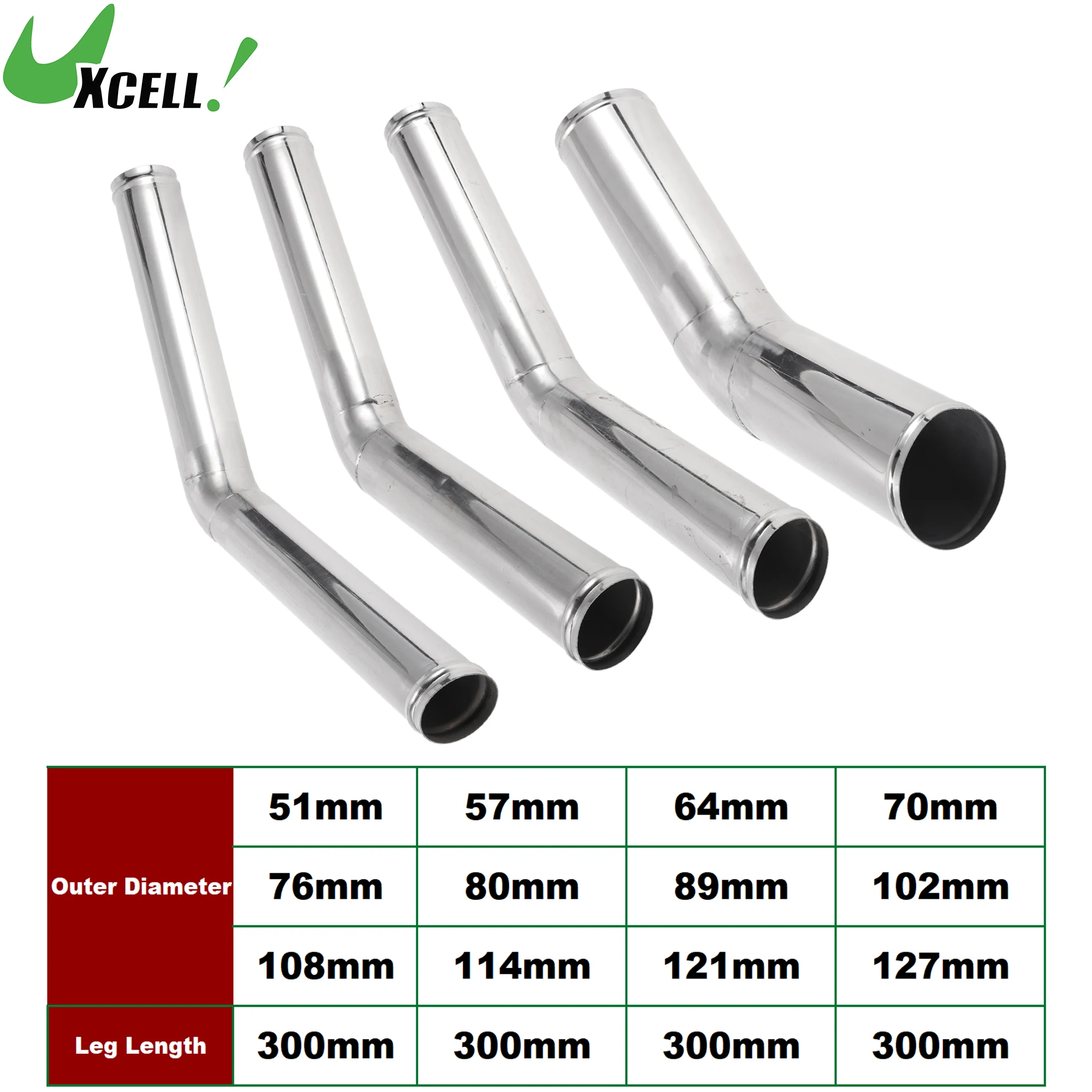 

UXCELL 45 Degree 300mm Leg Length Mandrel Exhaust Tube with Bead Roll Car Modified Exhaust Pipe Tubing T304 51mm-127mm OD