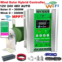 Controlador de carga híbrido Solar eólico MPPT de 5000W, 12 24 48V, 80A, 120A, pantalla LCD, Monitor Wifi para batería de plomo y litio Lifepo4