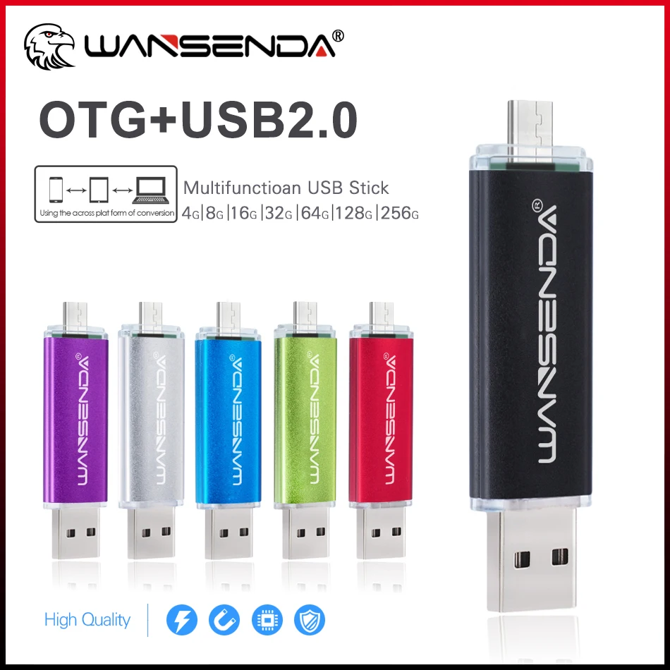 

WANSENDA OTG USB Flash Drive USB 2.0 & Micro USB Pen Drive 256GB 128GB 64GB 32GB 16GB Pendrives Dual 2 in 1 OTG Micro USB Stick