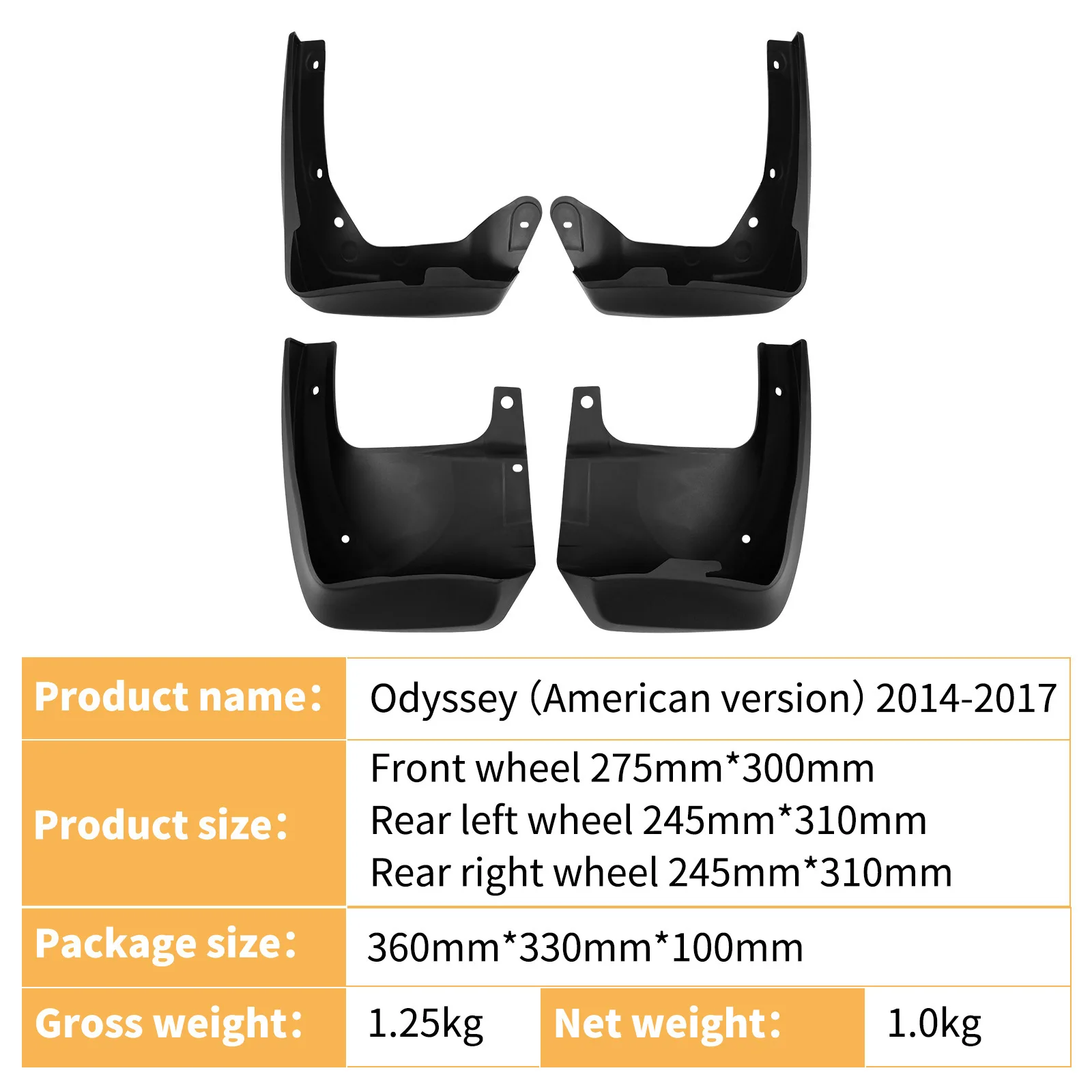 For Honda Odyssey US version Odyssey 2014-2017 car fender tiles car accessories fender flares