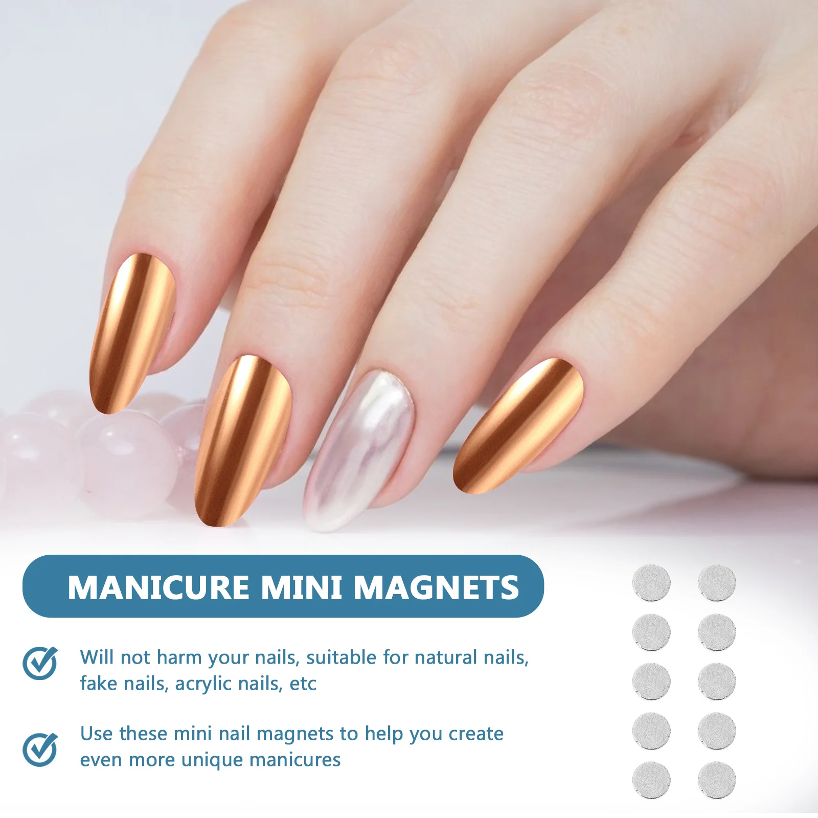 

100Pcs Mini Magnets Nail Art Charms Manicure Accessory Long Lasting Safe for All Types of Nails Mini Magnets Nail Art Accessory