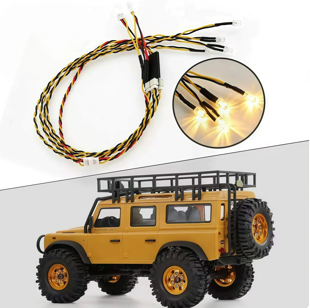 F4 Smart LED Light Kit With Steering‑Linked Turn‑Signal For FMS 1/24 FCX24M Discovery RC Crawler Simulation Upgrade Parts