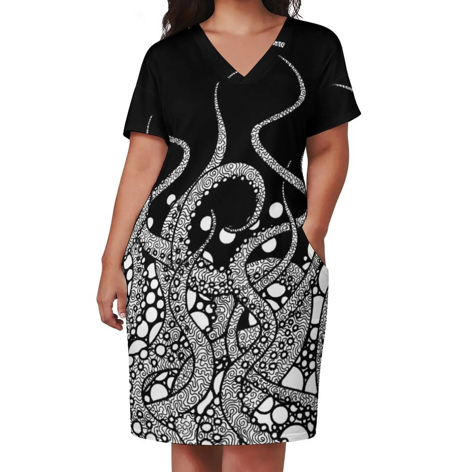 Tentacles Loose Pocket Dress loose summer dress chic and elegant woman dress african dresses for woman dresses for women