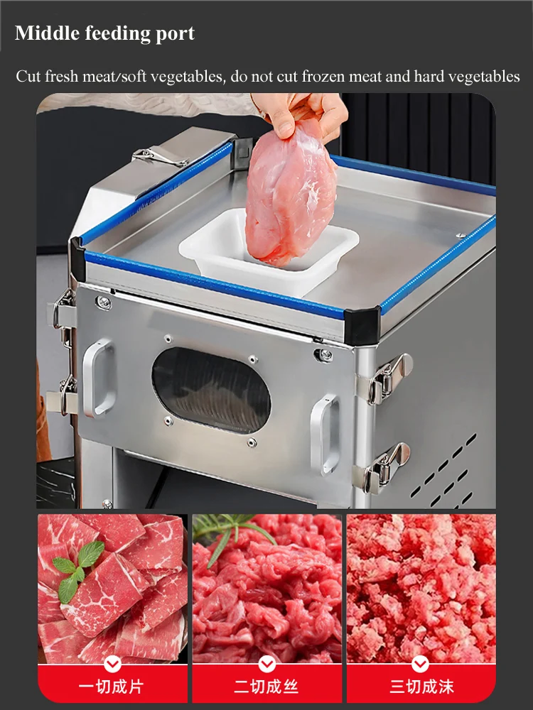ماكينة تقطيع اللحوم الطازجة الكهربائية الأوتوماتيكية بالكامل من الفولاذ المقاوم للصدأ/قطاعة اللحوم الصغيرة