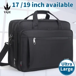 Large-capacity business briefcase 15.6 inch 17 19 inches laptop bag men's waterproof canvas document bag work office bag offical