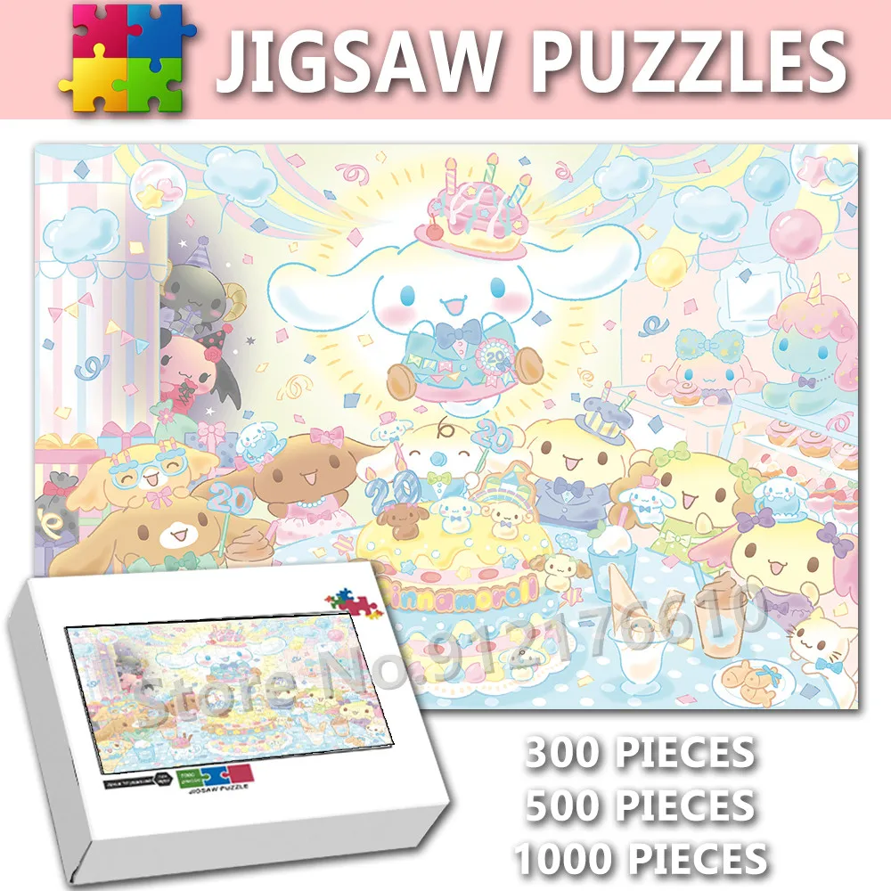 

Cinnamoroll Cute Cartoon Print Jigsaw Puzzle 300/500/1000 Pieces Japanese Anime Sanrio Characters Puzzle Kids Intelligence Toys