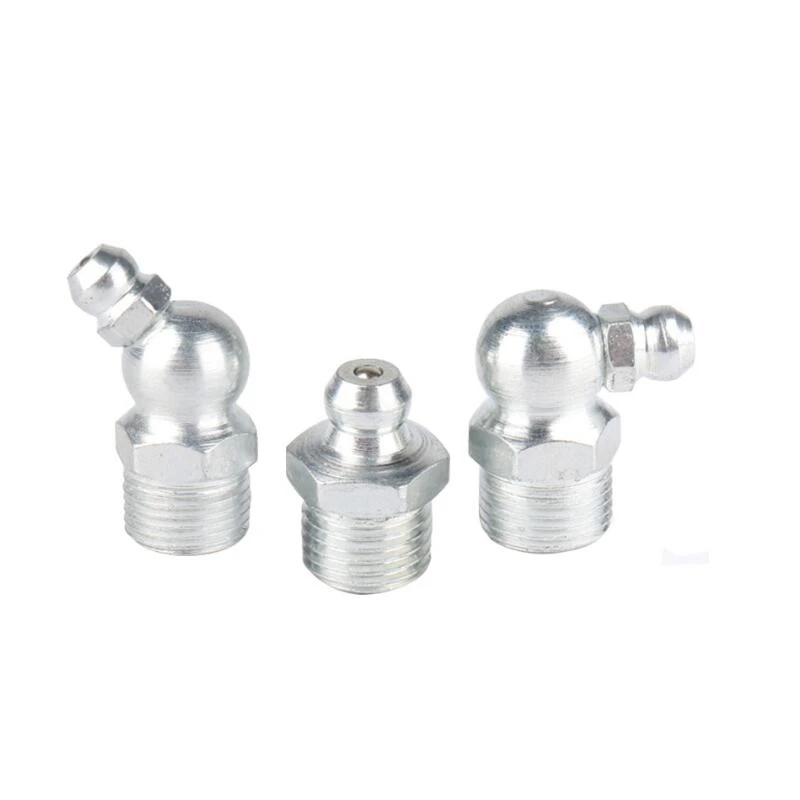 Galvanized Iron Grease Nipple Metric Imperial Male Thread Straight Elbow Type Oil Zerk Fitting for Grease Gun