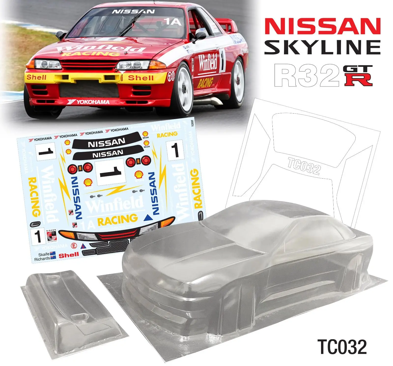 1/10 PC RC shell body Skyline R32 190mm larghezza iniziale D classic trasparente Drift shell body per 3RAICNG mst yokomo hpi hsp