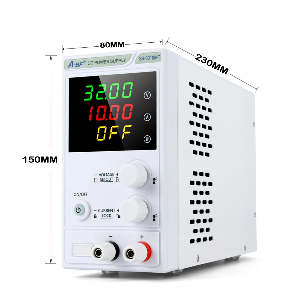 A-BF Laboratory DC Power Supply Unit Adjustable 4 Digit Mini Lab Bench Power Supply Source Memory Function Voltage Regulator