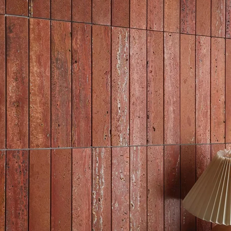 

Red hole long stone mosaic retro old door head homestay coffee milk tea shop clothing store background wall brick