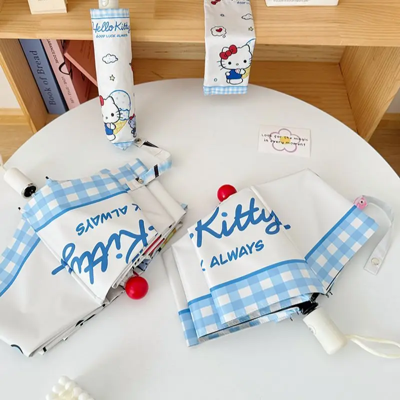 Hello Kitty Adorable Cartoon Ice Cream Folding Umbrella Kawaii Sanrio Automatic Umbrella All-weather Fashion Umbrella Gift view 3