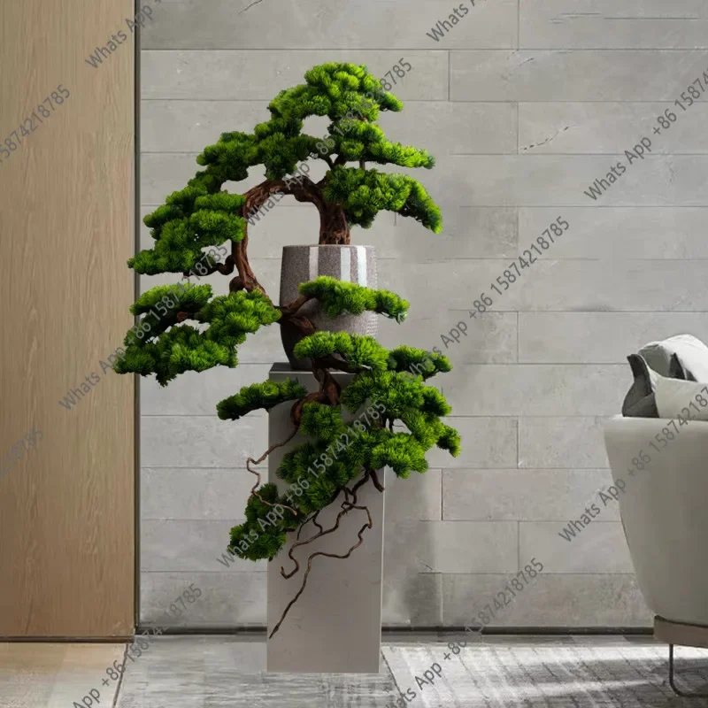 C New Chinese Style Simulated Pine Tree Large Floor-to-ceiling Plant Ornament Entrance Fake Tree Decoration Green Plant Bonsai