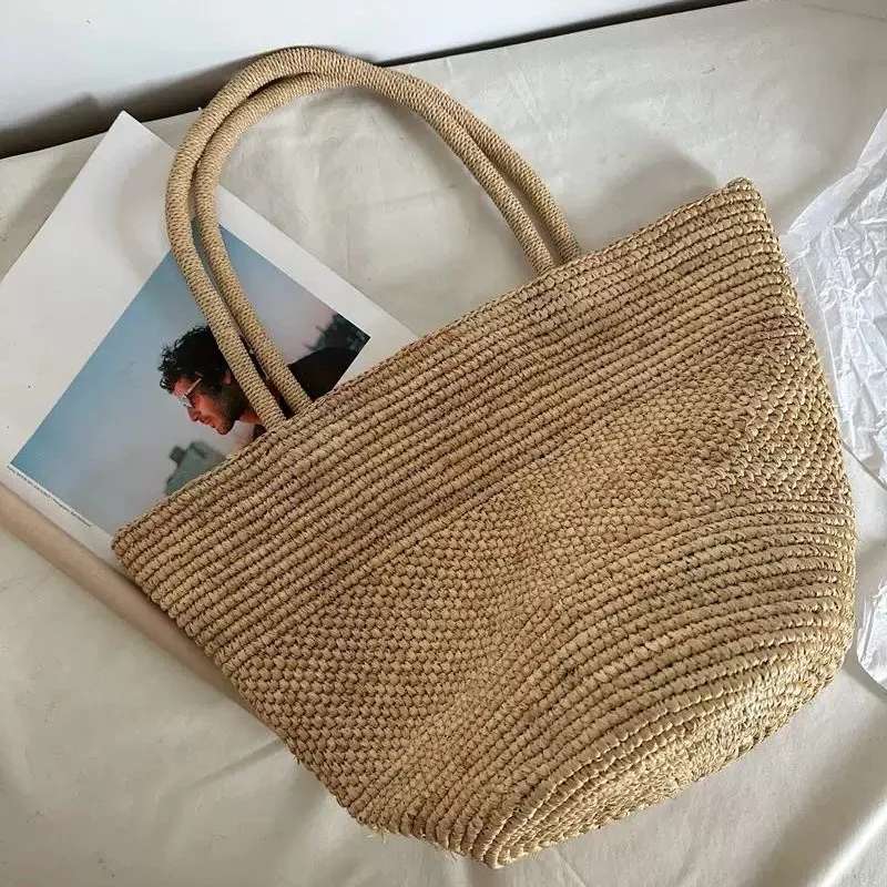 

Casual Large Capacity Straw Tote Bag Designer Lafite Women Handbags Handmade Woven Summer Beach Bag Big Shopper Purses 2025
