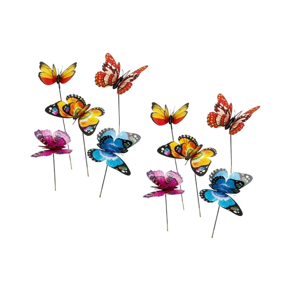 10 Piece Garden Decorative Stakes Set with Realistic Sunflower and Designs for Outdoor Lawn Flower Bed Pathway Use