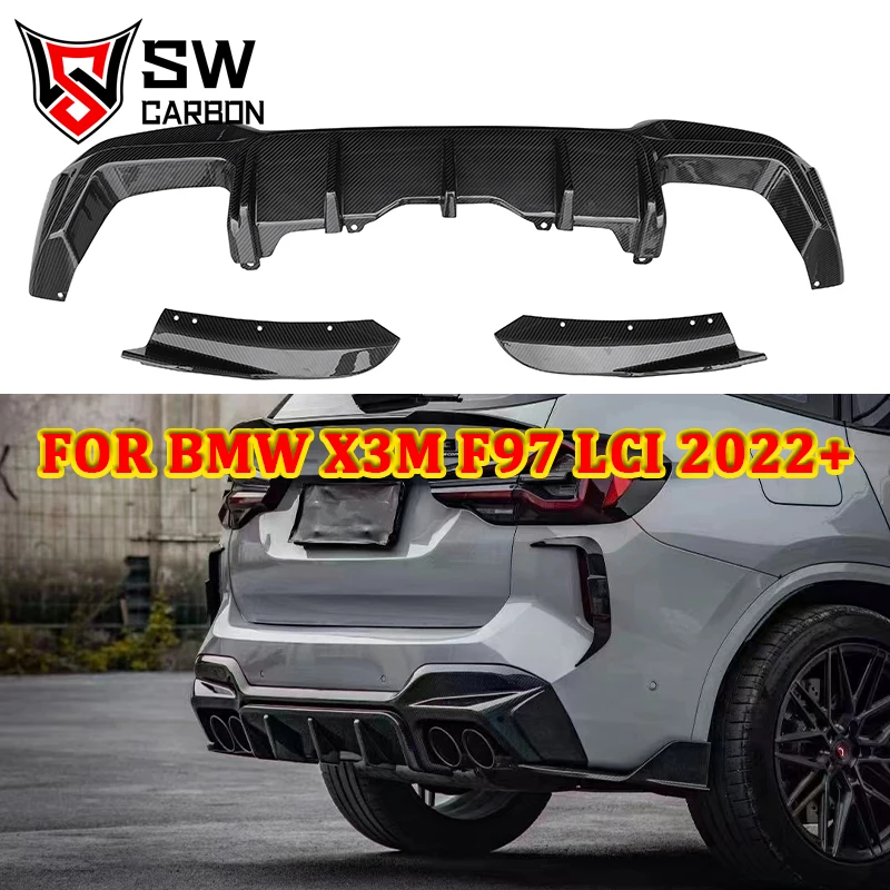 Carbon Fiber SQ Style Rear Diffuser for BMW X3M F97 LCi 2022+ Rear Bumper Lip Under Spoiler Splitter Rear Lip Body Kit