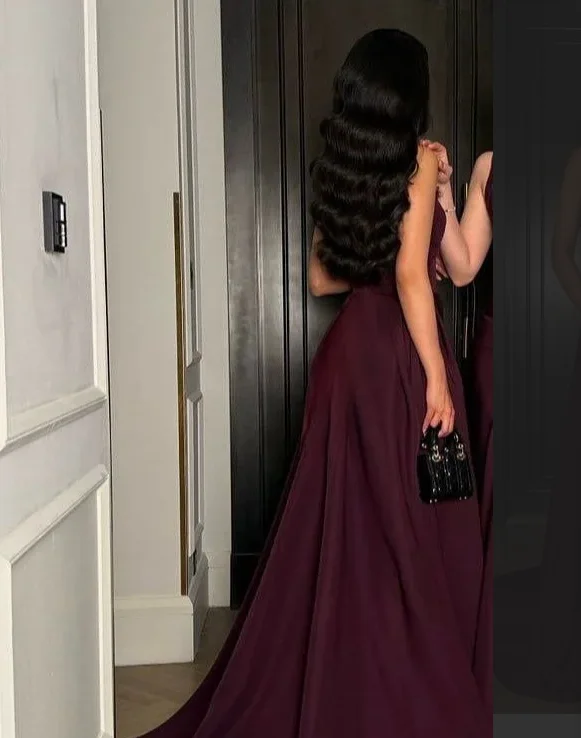 아라비안 나이트 우아한 이브닝 드레스 섹시한 클라렛 파티 드레스 사이드 슬릿 프롬 가운 맞춤형 럭셔리 이브닝 드레스